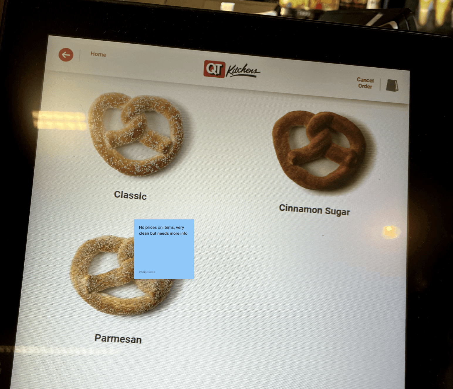 Competitive kiosk example showing poor design patterns