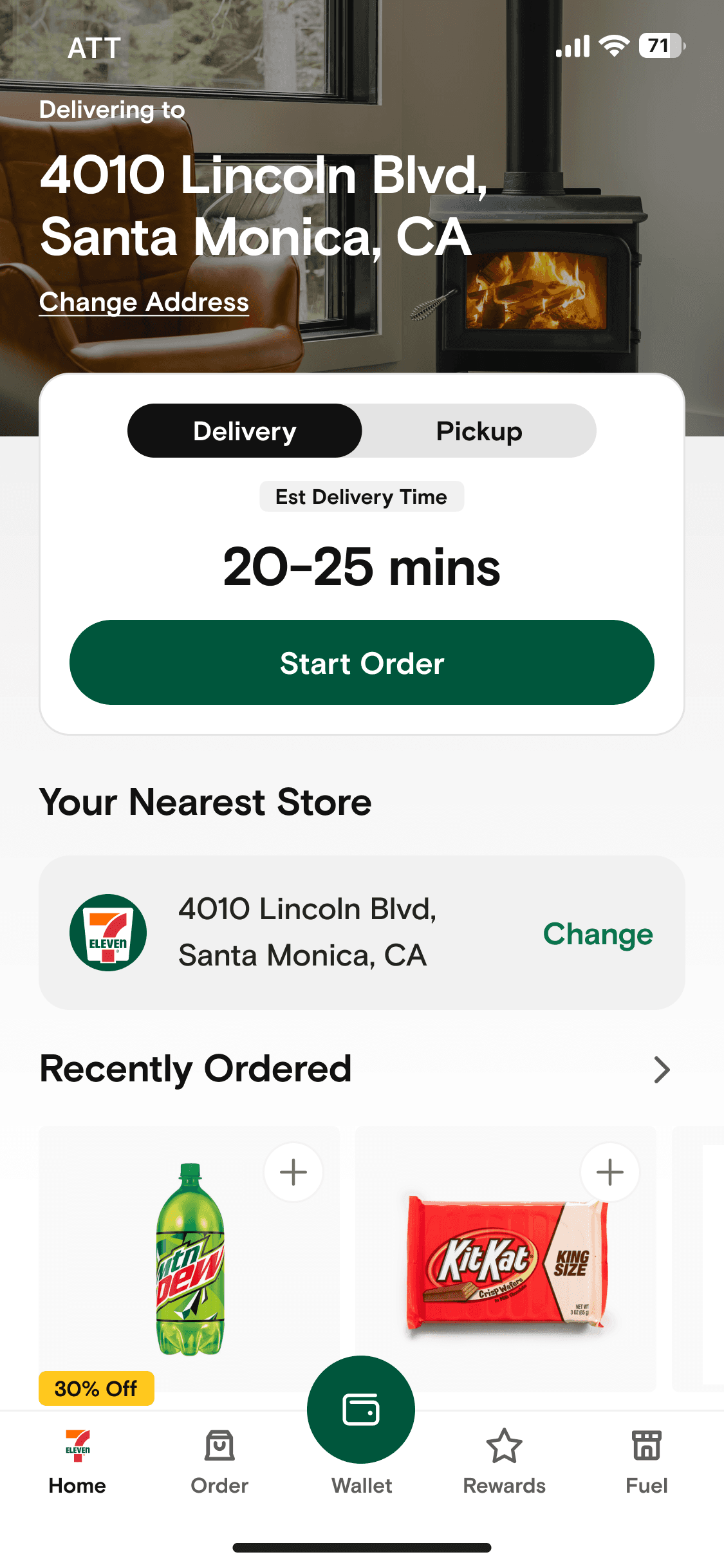 Redesigned 7-Eleven home screen with personalized content